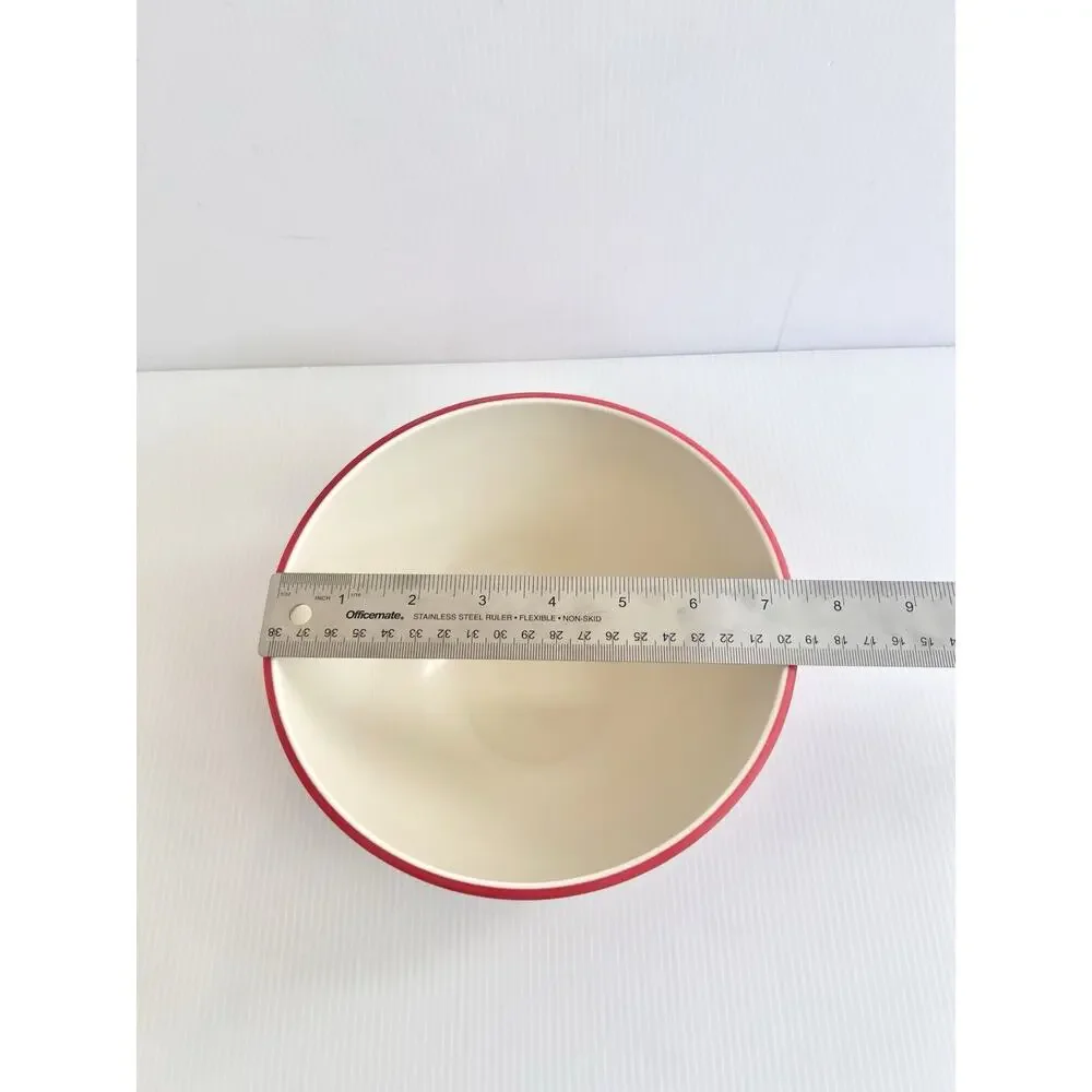 William Sonoma Set 3 Melamine Nesting Mixing Bowls Red Christmas Ribbed FLUTED